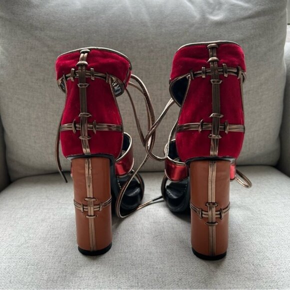 Tom Ford Rare Vintage Leather Suede Patchwork Ankle Strap Sandals Size 37 - Picture 7 of 11